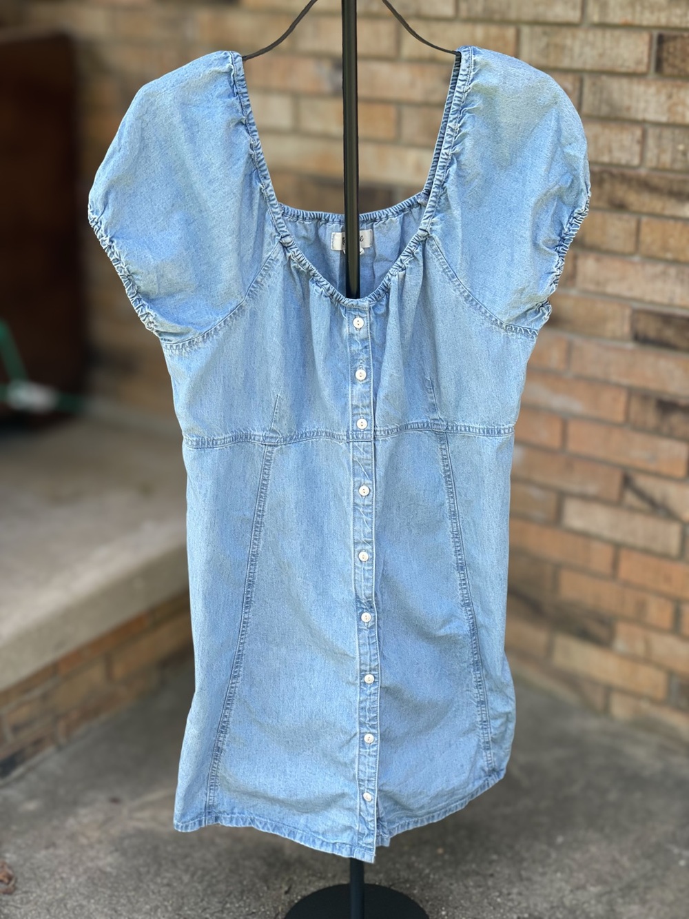 Madewell Plus 14W Chambray Puff Sleeve Button Front Mini Dress